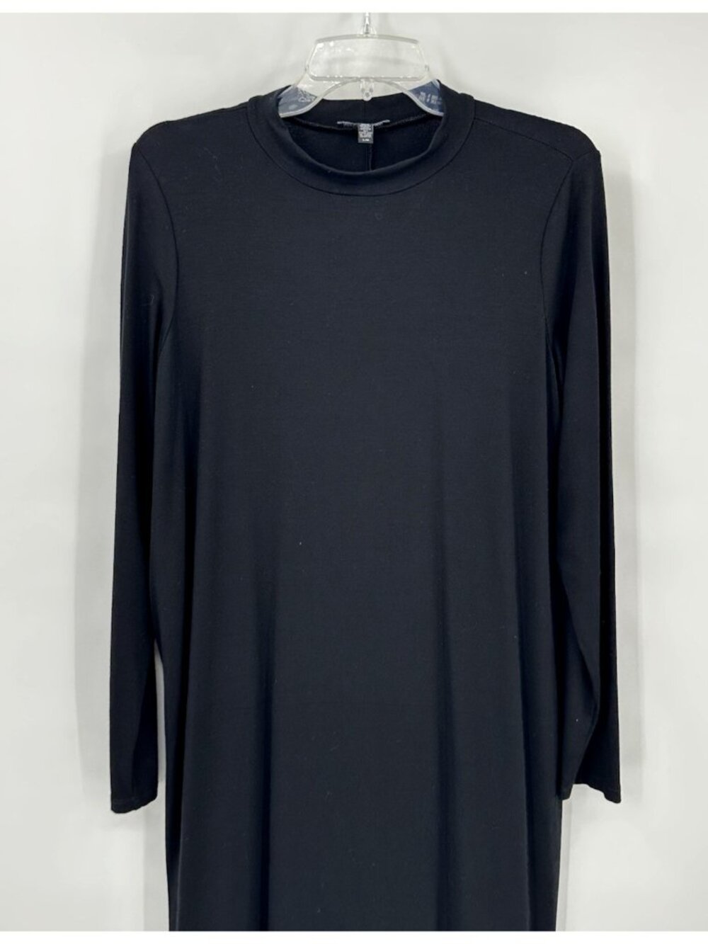 EILEEN FISHER MIDI DRESS long sleeve black LARGE minimalist knit coastal grandma - Picture 3 of 10